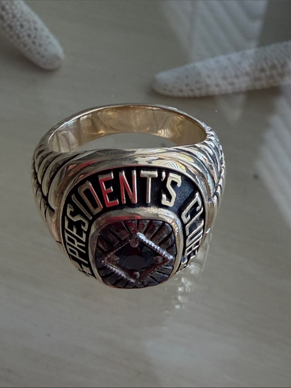 President's Club Gold-Tone Ring with blue Stone